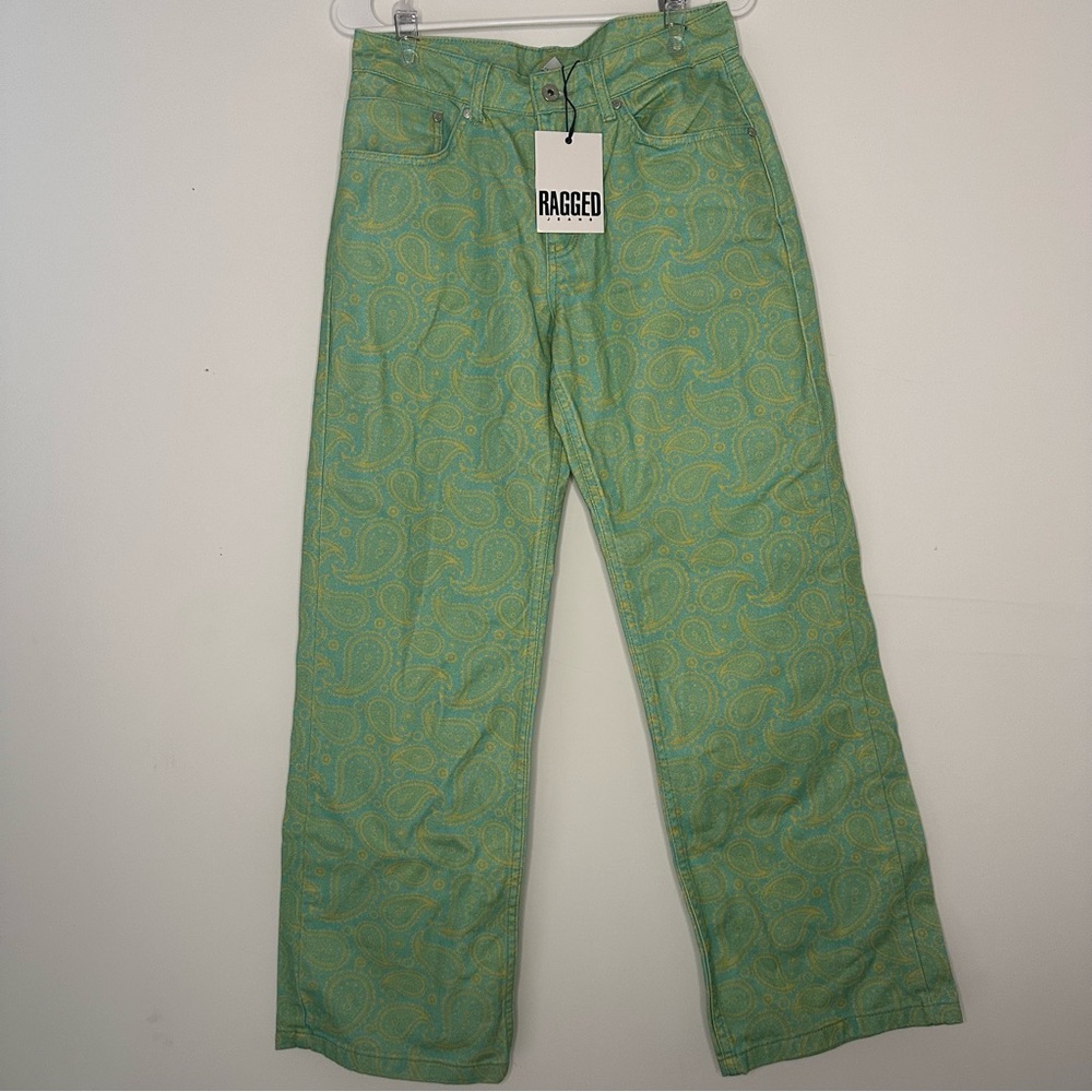The Ragged Priest Green Patterned Straight Leg Jeans - Picture 4 of 15